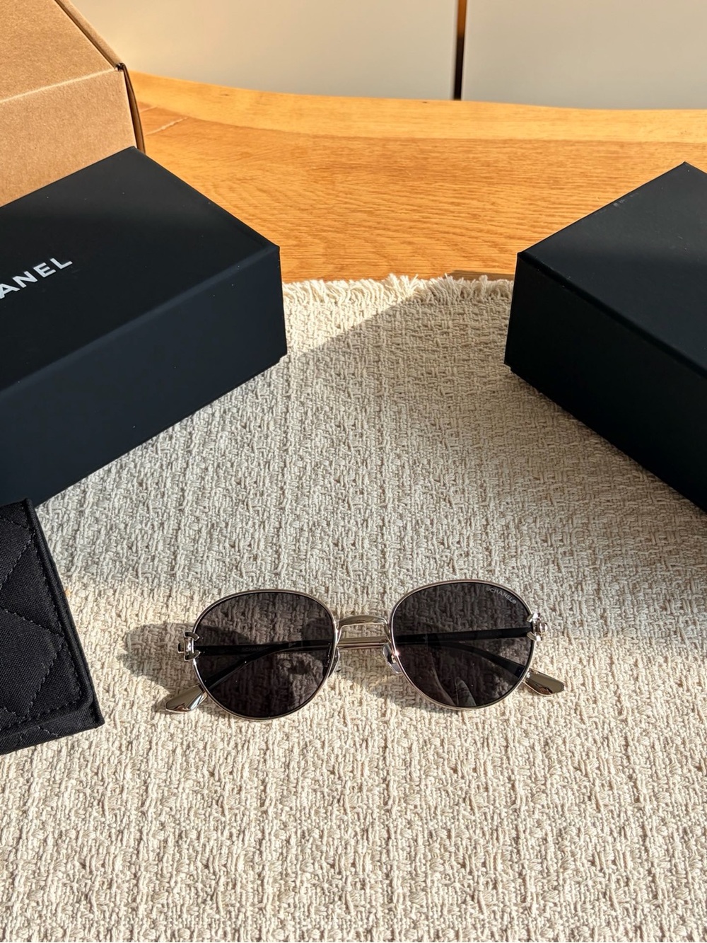 New Chanel Pantos Sunglasses Silver Metal Frame